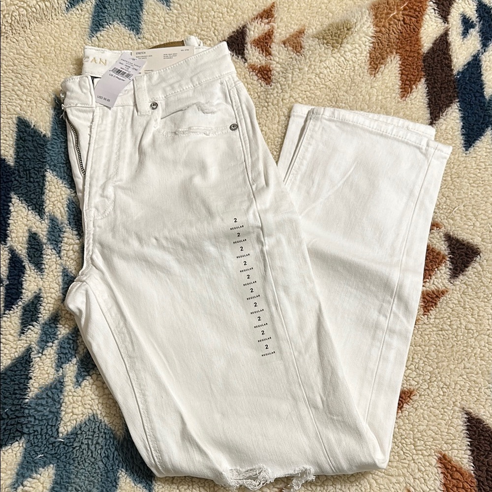 American Eagle White Distressed Denim